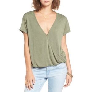 Free People Green Hoffman Surplice Tee